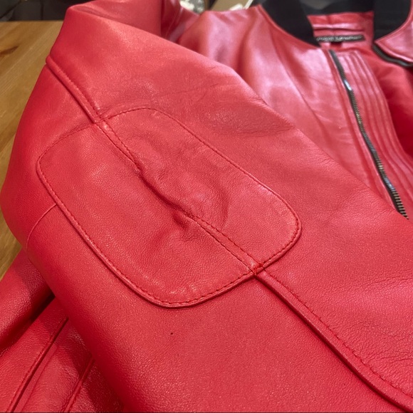 NEW DaRucci Light Weight Leather Jacket- Red, Size 4XL - Picture 10 of 14